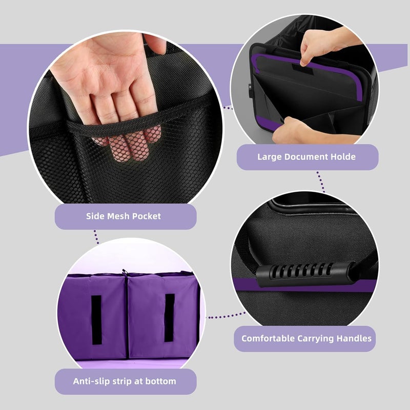 AOPHY Trunk Organizer for Car, Sturdy Storage Organization with Non-Slip Bottom Strips, 95L Large Capacity Cargo Organizer for Suv, Truck, Sedan, Waterproof Portable Car Organizers for Women Men(Purple) - Image 3